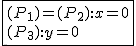 2$\fbox{(P_1)=(P_2){:}x=0\\(P_3){:}y=0}